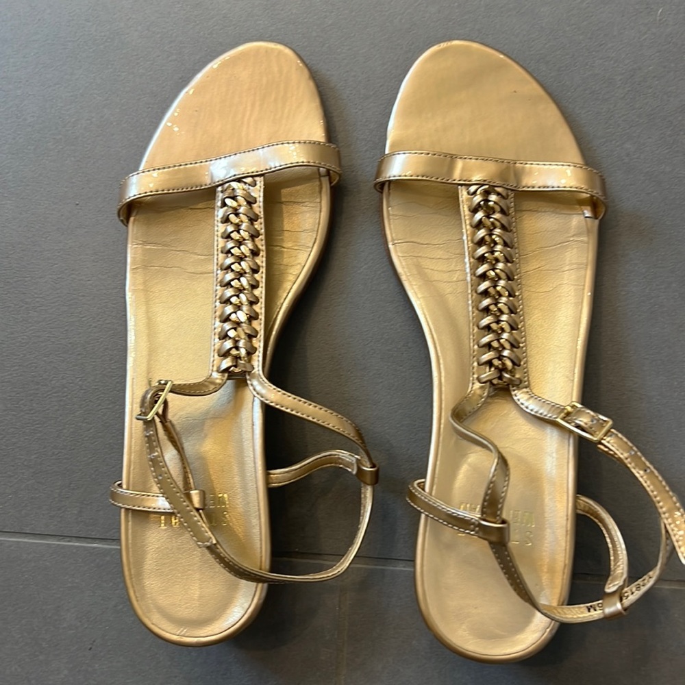 Stuart Weiztman Wedges Sandals Size 6 Light Gold - image 1